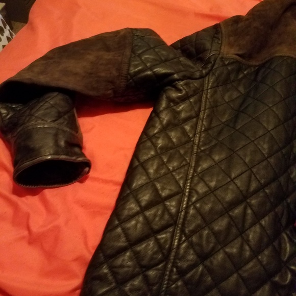 All Saints "Alter" Jacket Quilted Leather Suede - Picture 7 of 7